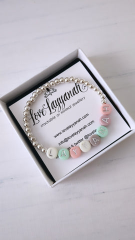 Pastel colours Personalised Name Bracelet